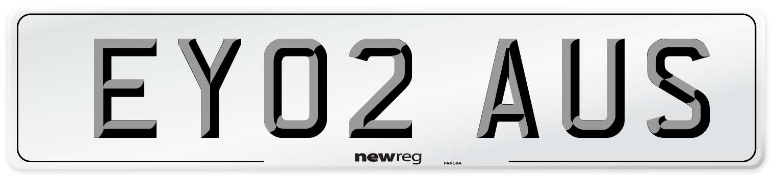 EY02 AUS Number Plate from New Reg